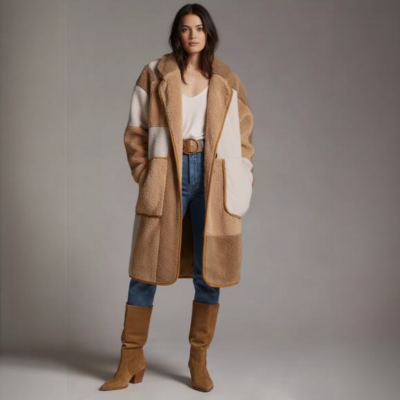 Anthropologie Jackets & Blazers - Anthropologie Pilcro Colorblock Oversized Sherpa Coat Size XS